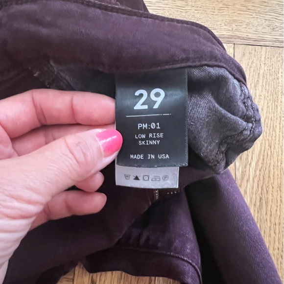 Paradise Mine Women Skinny Jeans Low Waist Made in USA sz 26 Maroon - Picture 5 of 5